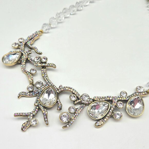 Heidi Daus Budding Branch Aurora Borealis Swarovski Crystal Coral Necklace NIB - Picture 9 of 11